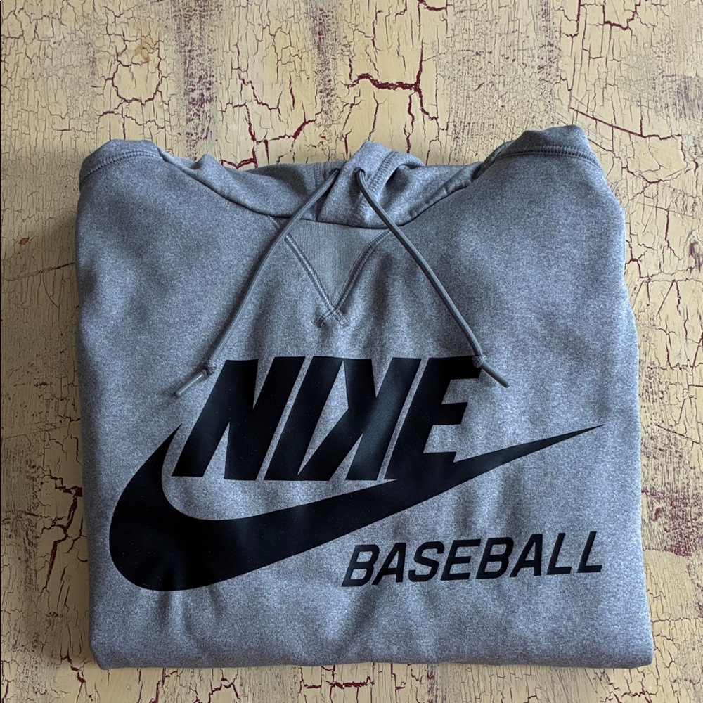 Nike Dri-Fit Heather Gray Baseball Hoodie featuring the backwards K - Picture 14 of 14